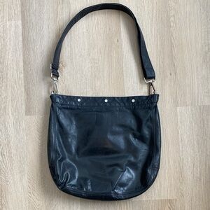 RUDSAK Black Leather Hobo Bag | Slouchy Shoulder Bag Silver Hardware Large Purse